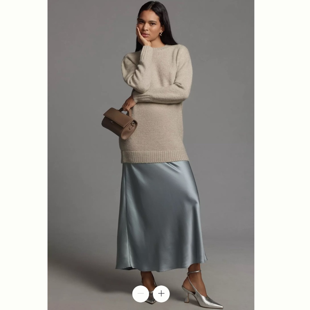 Anthropologie Long-Sleeve Twofer Sweater Slip Midi Dress- Size XS